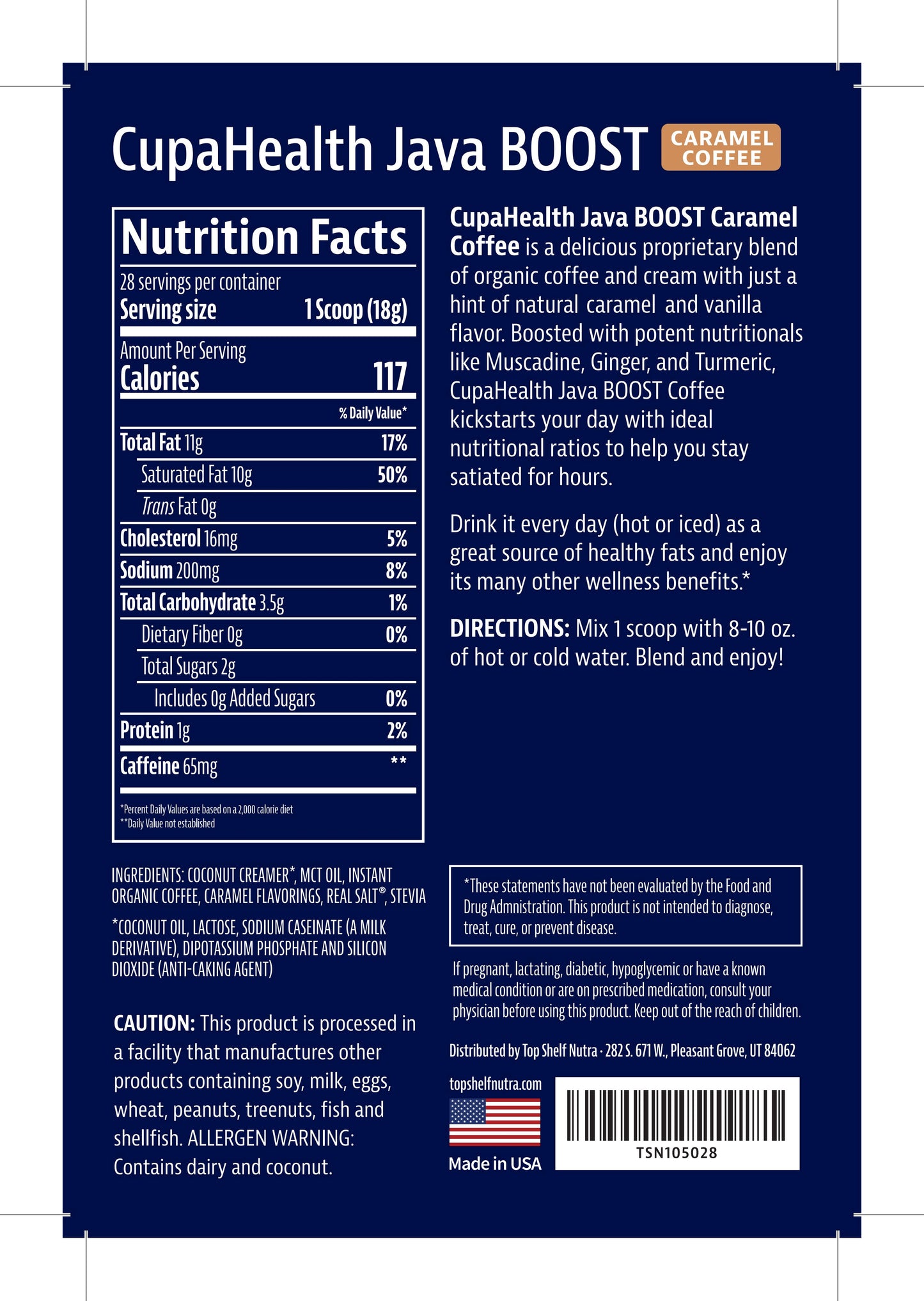 CupaHealth - Java Boost Salted Caramel Coffee (Seasonal Flavor - while supplies last)