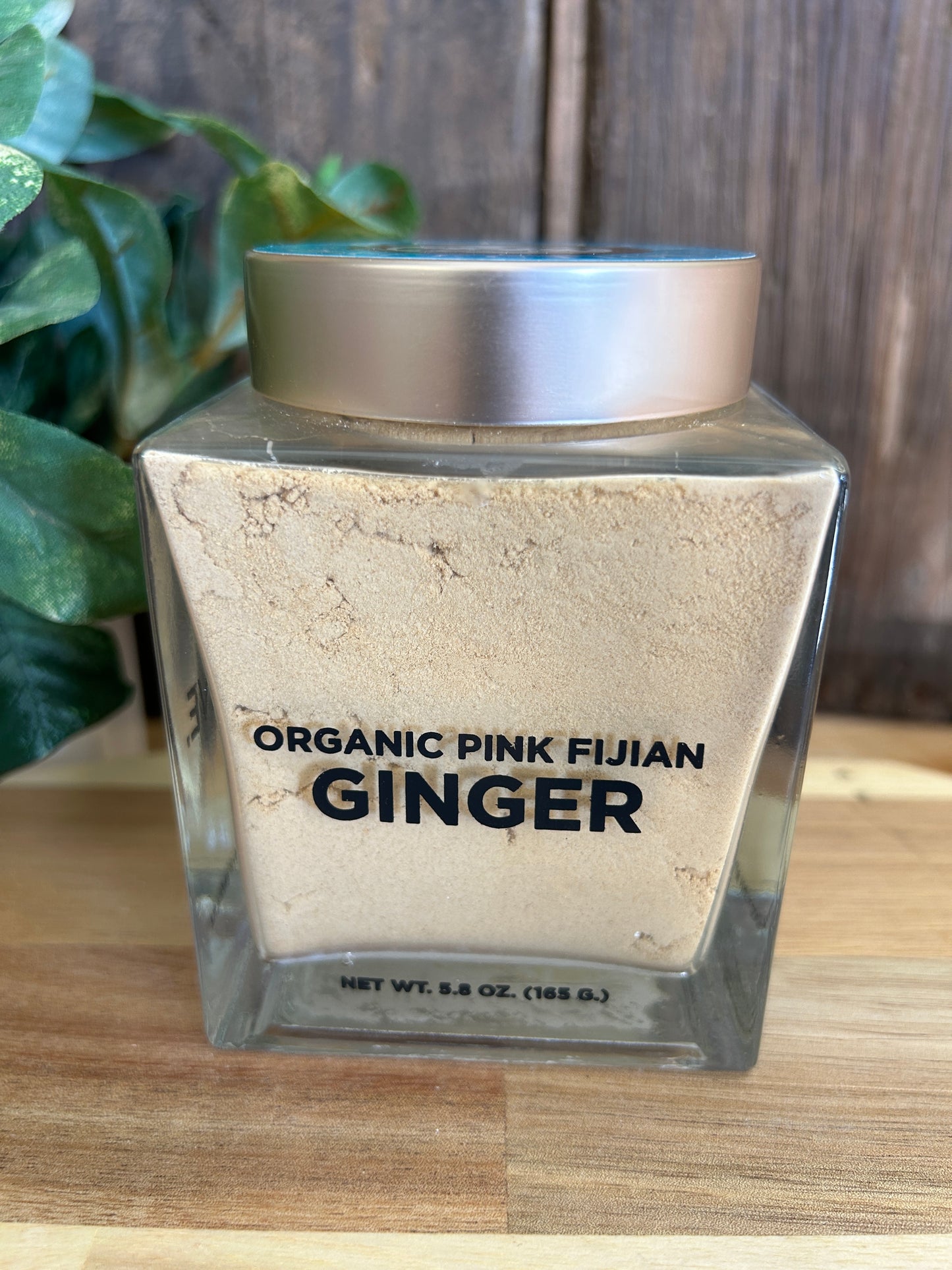 Organic Pink Fijian Ginger in designer 6 oz glass jar